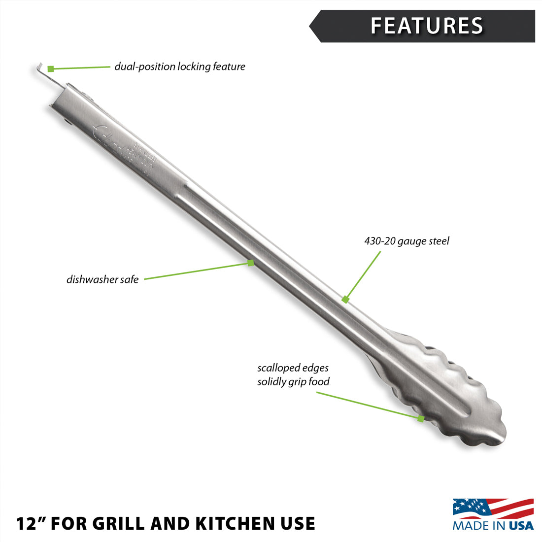 12&quot; Heavy-Duty Tongs