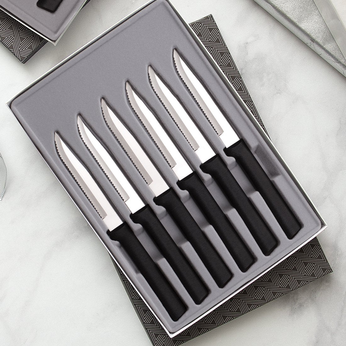 Six Serrated Steak Knives Gift Set